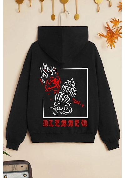 Uyguntarz Çocuk Blesseb Baskılı Sweatshirt Siyah