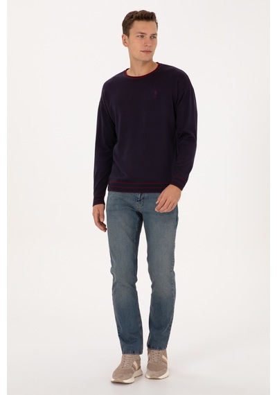 U.S. Polo Assn. Erkek Comfort Fit Yaka Detaylı Lacivert Kazak 50315022-VR033