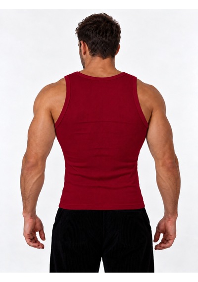 We&me Erkek Halter Yaka Slimfit Sporcu Likralı Atlet Bordo