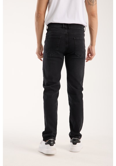 Erkek Pantolon Siyah Regular Fit Fermuarlı Jeans Antrasit