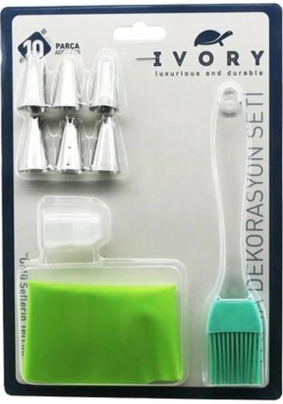 3b Trend Krema Sıkma Torbası 6 Çelik Uç + Silikon Torba Krema Pompası + Silikon Fırça