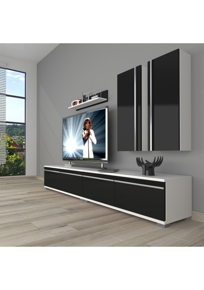Decoraktiv Eko 5200t Mdf Tv Ünitesi Tv Sehpası - Beyaz Siyah Beyaz - Siyah