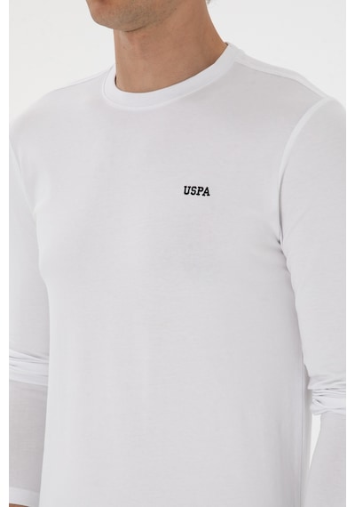 U.S. Polo Assn. Erkek Slim Fit Bisiklet Yaka Beyaz Süprem Basic Sweatshirt 50313744-VR013