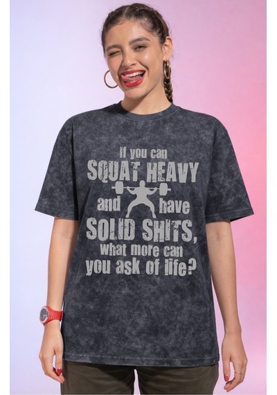 Squat Fitness Gym Bodybuilding Sporcu Baskılı Unisex Oversize Vin Siyah