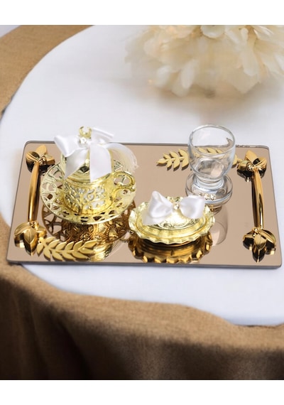 Harmony Gold Damat Kahve Fincan Tepsisi Beyaz