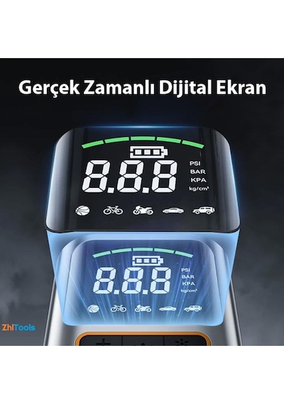Zhltools St-5528 Dijital Basınç Göstergeli Oto Lastik Şişirme Pompası Hava Kompresörü