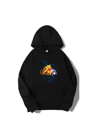 Brz Collection Unisex Oversize Sweet As Honey Hoodie Siyah Siyah