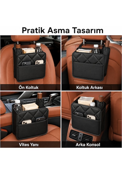 Microcase Universal Araba Koltuğu Arka Organizeri Asılabilir Çöp Kovası Al5653