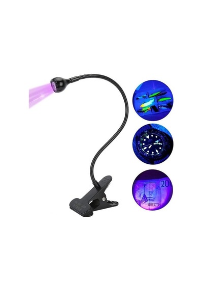 Powermaster Uv Mor Işık Para Kontrol - Yapışkan Kurutma Lambası Esnek Masa Lambası 3 Watt Siyah