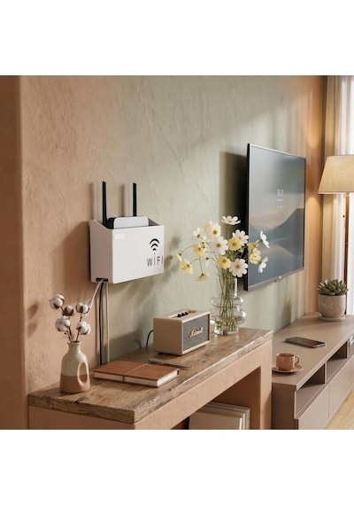 Dekoratif Modem Ve Kablo Saklama Kutusu - Duvara Monte Edilebilir Plastik Router Gizleyici, Ev Standart