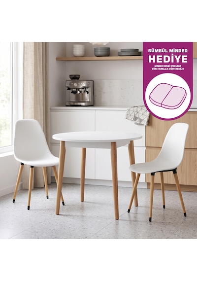 Vilinze Eames Sandalye Avanos Yuvarlak Ahşap Mutfak Masası Takımı - 90x90 Cm Natürel Vilinze Eames Sandalye Avanos Yuvarlak Ahşap Mutfak Masası Takımı - 90x90 Cm Natürel