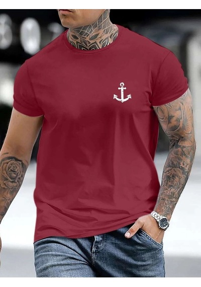 Flood Of Style Erkek Bordo Çapa Baskılı Oversize