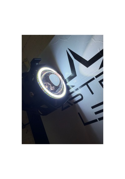 U7 Motosiklet Sis Farı Mercekli Büyük Kafesli Beyaz Angel Işıklı Led 2 Adet Led + 1 Anahtar