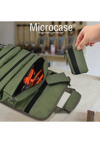 Microcase Çok Bölmeli Katlanabilir Çıkarılabilir Gözlü Organizer Takım Ve Hırdavat Çantası - Al5114 Yeşil
