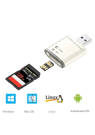 Alfais 6082 Usb 3.0 2 Port Hafıza Kartı Okuyucu Sd Sdxc Nm Çoklu Kart Dönüştürücü