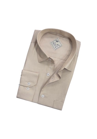 Linen Keten Klasik Uzun Kollu Krem Erkek Gömlek Regular Kalıp -10097 Krem