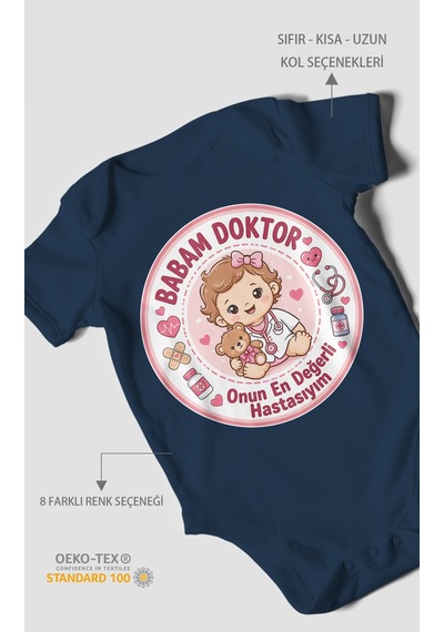 Morivokids Babaya Özel Kısa Kollu Bebek Body %100 Pamuk Zbn290-kk Lacivert