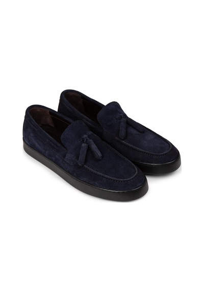 Deery Erkek Hakiki Süet Lacivert Püsküllü Loafer - 01994mlcvc01 Lacivert