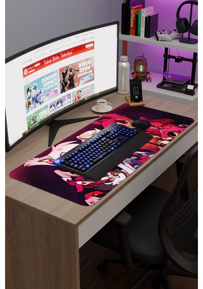 Hazbin Hotel Kaymaz Dikişli Kauçuk Oyuncu Mousepad V2 - 90x40 Xxl Gaming Mouse Pad Fare Altlığı