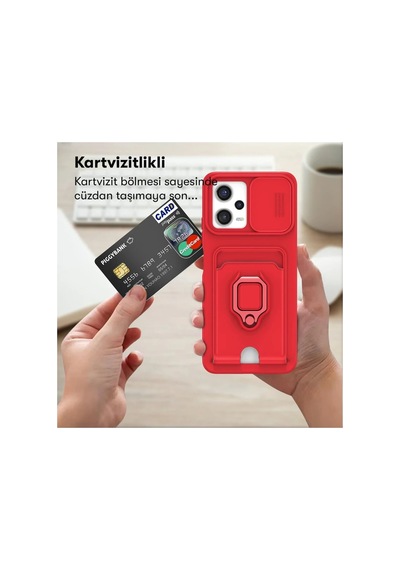 Xiaomi Redmi Note 12 Pro 5g Kılıf Zuma Kartvizitli Yüzüklü Silikon - Pembe Altın