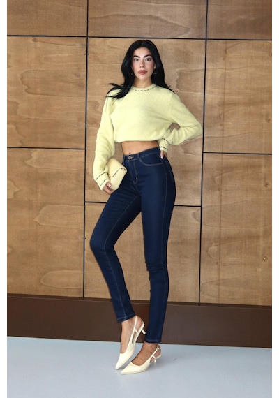 Lacarino 7160 Naomi Kadın Jean Pantolon Dark Blue