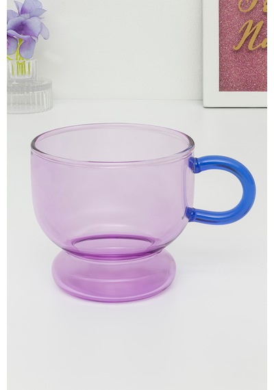 Glass In Love Renkli Kulplu Cam Bardak - Pembe