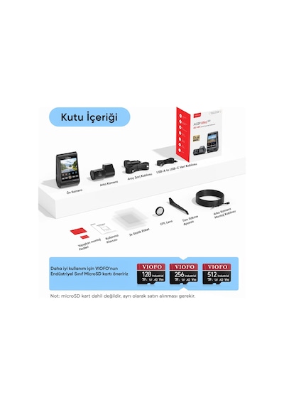 Viofo A229 Ultra 2 Kameralı Ön Ve Arka 4k+4k Sony Starvis 2 Sensörlü Dual Hdr Wi-fi 6 Gps'li Araç Kamerası