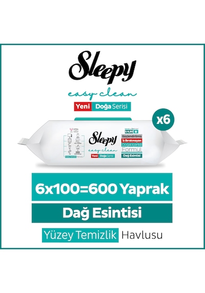 Sleepy Mountain Yüzey Temizlik Havlusu Mendili Dağ Esintisi 6x100 (600 Yaprak)
