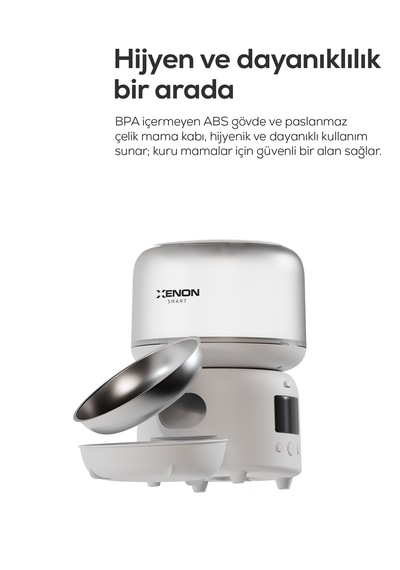 Otomatik Mama Kabı 3l, Mobil Kontrol, Paslanmaz Çelik Kase, Çift Güç Desteği X8613