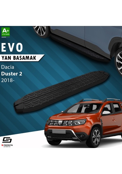 S-dizayn Dacia Duster 2 Evo Siyah Yan Basamak 183 Cm 2018-2023 A+ Kalite