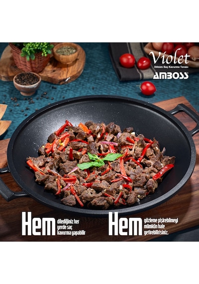 Violet Döküm Sacç Kavurma & Gözleme Tavası