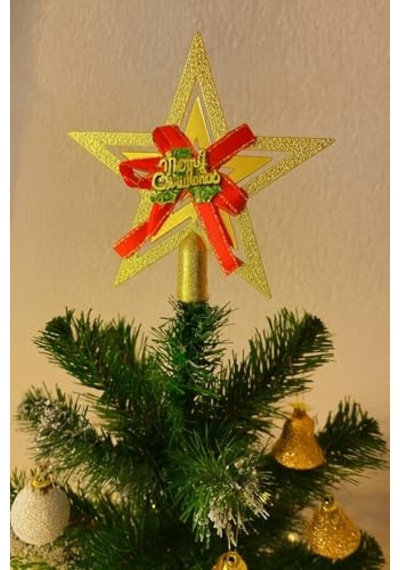 Ağacı Yıldızı Kurdelalı Merry Christmas Yazılı Yılbaşı Süsü Diğer