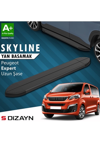 S-dizayn Peugeot Expert 3 Uzun Şase Skyline Siyah Yan Basamak 243 Cm 2016 Üzeri A+ Kalite