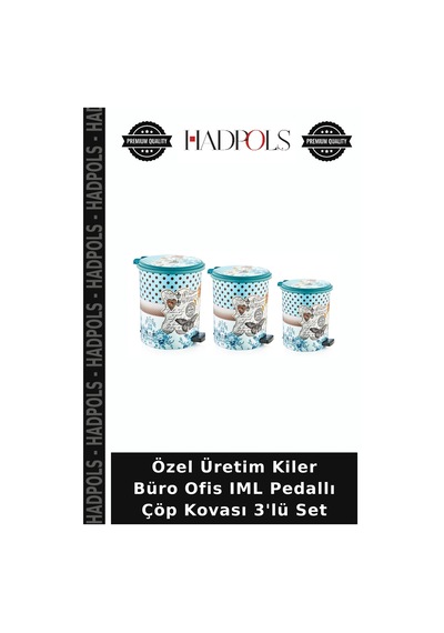 Özel Üretim Kiler Büro Ofis Iml Pedallı Çöp Kovası 3'lü Set