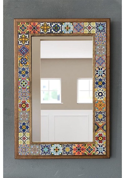Ayrex Oscar Stone Decor Masif Çerçeveli Mozaik Taş Ayna 43 Cm X 63 Cm Mexican Diğer