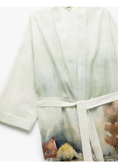 Koton Viskon - Pamuk Kumaş Kuşak Detaylı Desenli Uzun Kimono Yeşil Desenli 5sak50037uw Yeşil Desenli Yeşil Koton Viskon - Pamuk Kumaş Kuşak Detaylı Desenli Uzun Kimono Yeşil Desenli 5sak50037uw Yeşil Desenli Yeşil