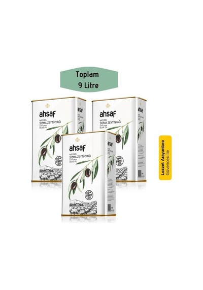 Ahsaf Soğuk Sıkım Natürel Sızma Zeytinyağı 3 x 3 L