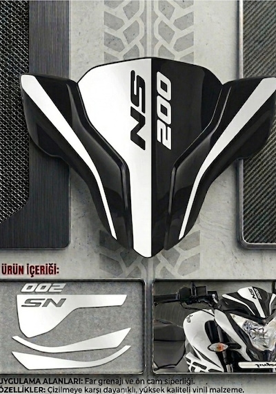 Bajaj Ns200 Ön Kafa Sticker Beyaz