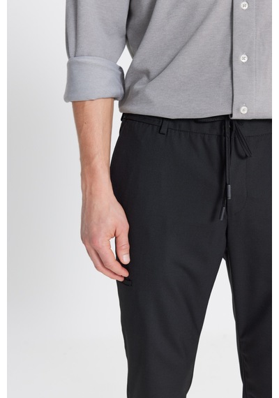 Altınyıldız Classıcs Erkek Sıyah Yünlü Slim Fit Dar Kesim Esnek Takım Elbise Pantolonu Siyah