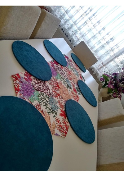 Ayşemce Amerikan Servis Takım Mercan Desen Runner 6 Koyu Su Yeşili Supla A-home402 Diğer