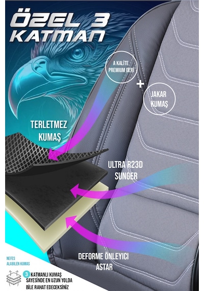 Volkswagen T-roc Lüx Deri Oto Koltuk Kılıfı Ön Arka Takım Antalya Serisi Füme Volkswagen T-roc Lüx Deri Oto Koltuk Kılıfı Ön Arka Takım Antalya Serisi Füme