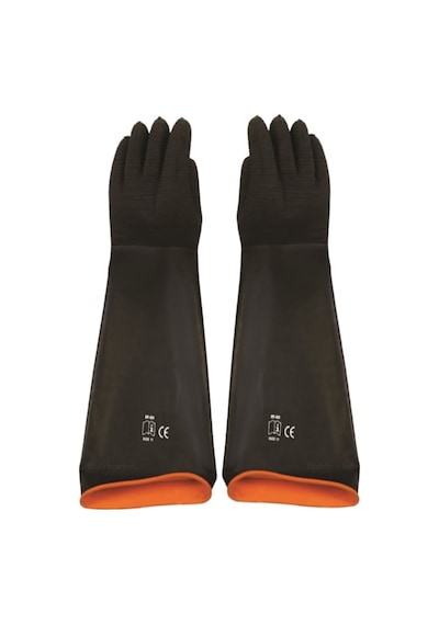 Lateks Asit Endüstriyel Uzun Eldiven 55 Cm - Siyah Latex Eldiven