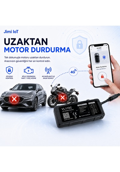 Jimiiot Jimi Iot Vl110c 4g Gps Araç Takip Cihazı Uzaktan Motor Durdurma 9-90v Ip65