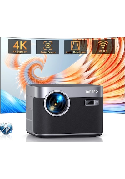 X7 4k Destekli Akıllı Projeksiyon, Otomatik Odak & Düzeltme, Wifi 6 & Bluetooth 5.2