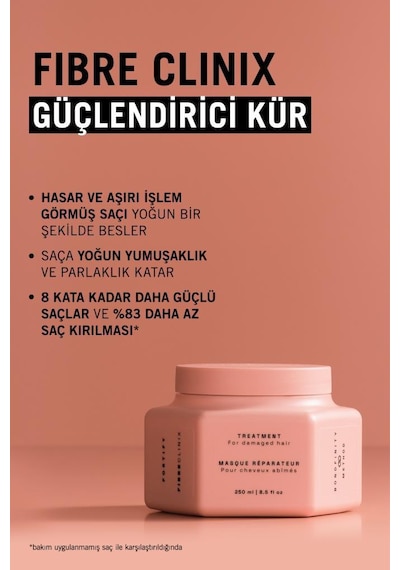 Fibre Clinix Yıpranmış Saçlar İçin Güçlendirici Kür 250ml Aşırı İşlem Görmüş Saçlar