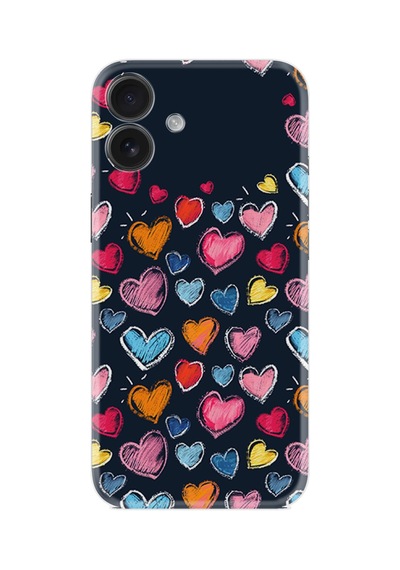 Apple iPhone Uyumlu Apple iPhone Uyumlu 16 Kılıf Boutique Baskılı Resimli Boyama Kalpler Pcode -019
