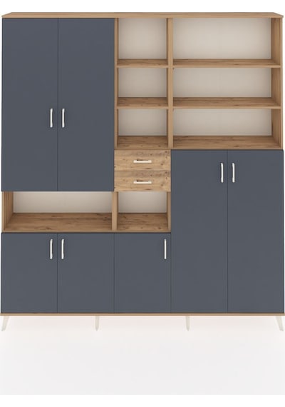 Arges Dolap 17 Raflı 2 Çekmeceli 7 Kapaklı 220x30x243 Çam-antrasit/çam Antrasıt/atlas Çam Arges Dolap 17 Raflı 2 Çekmeceli 7 Kapaklı 220x30x243 Çam-antrasit/çam Antrasıt/atlas Çam