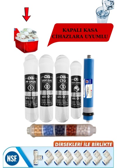 Kapalı Kasa 12 Inç Su Arıtma Cihazı Filtresi 6 Aşamalı 80 Gpd Lg Membranlı Inline Seti-