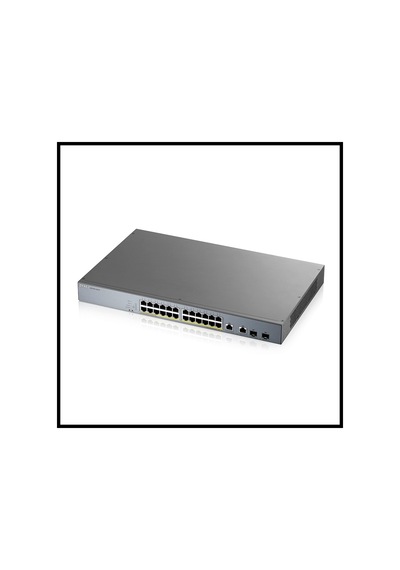 Zyxel Gs1350-26hp, 26 Port, Gigabit, 24 Port Poe 375w, +2port Gigabit Sfp, Yönetilebilir, Rackmount