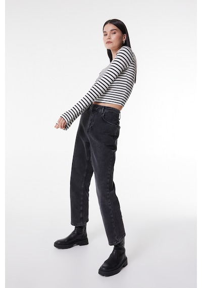 Lee Rider Slim Fit Dar Kesim Normal Bel Dar Paça Siyah Kadın Esnek Jean Denim Kot Pantolon L35FQBD59 Siyah